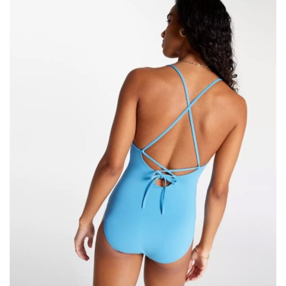 CALIA Women's Swim Triangle Strappy Back One Piece 14 Tranquil Blue MSRP $88 - Picture 2 of 9